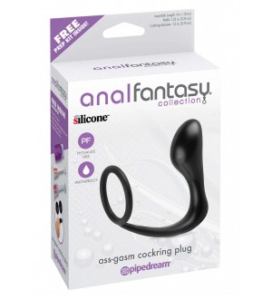 STIMOLATORE PROSTATA ASS-GASM COCKRING PLUG BLACK