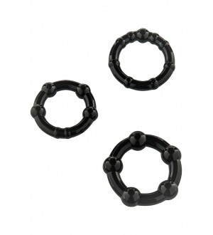 Anello vibrante nero con set di 3 anelli neri