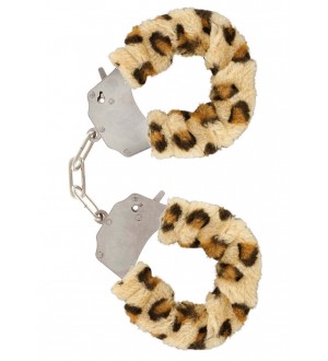 Manette in peluche color leopardo,per giochi erotici