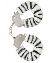 Manette in peluche color zebra,per giochi erotici