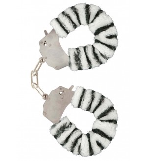 Manette in peluche color zebra,per giochi erotici