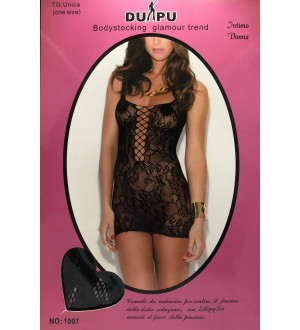 BODYSTOKING GLAMOUR TREND NERO CON SCOLLATURA A RETE