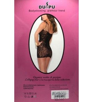 BODYSTOKING GLAMOUR TREND NERO CON SCOLLATURA A RETE