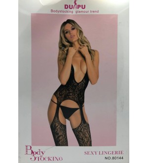 BODYSTOCKING TUTA SCOLLATA NERA TAGLIA UNICA