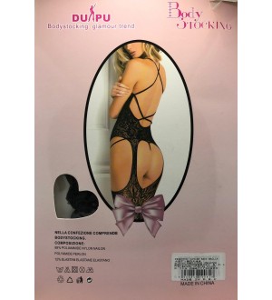 BODYSTOCKING TUTA SCOLLATA NERA TAGLIA UNICA