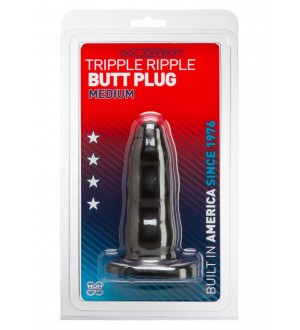 PLUG ANALE TRIPLE RIPPLE BUTT PLUG BLACK M